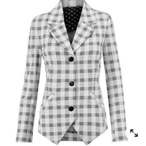 Cabi Blazer Jacket Plaid Long Sleeve Gray Size 8 Women Button Down Office Suit